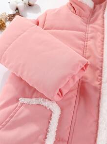 SHEIN Girls' Thickened Mid-length -padded Coat, Winter New Style Student Overcoat For Toddler Girls - Pink - View 5