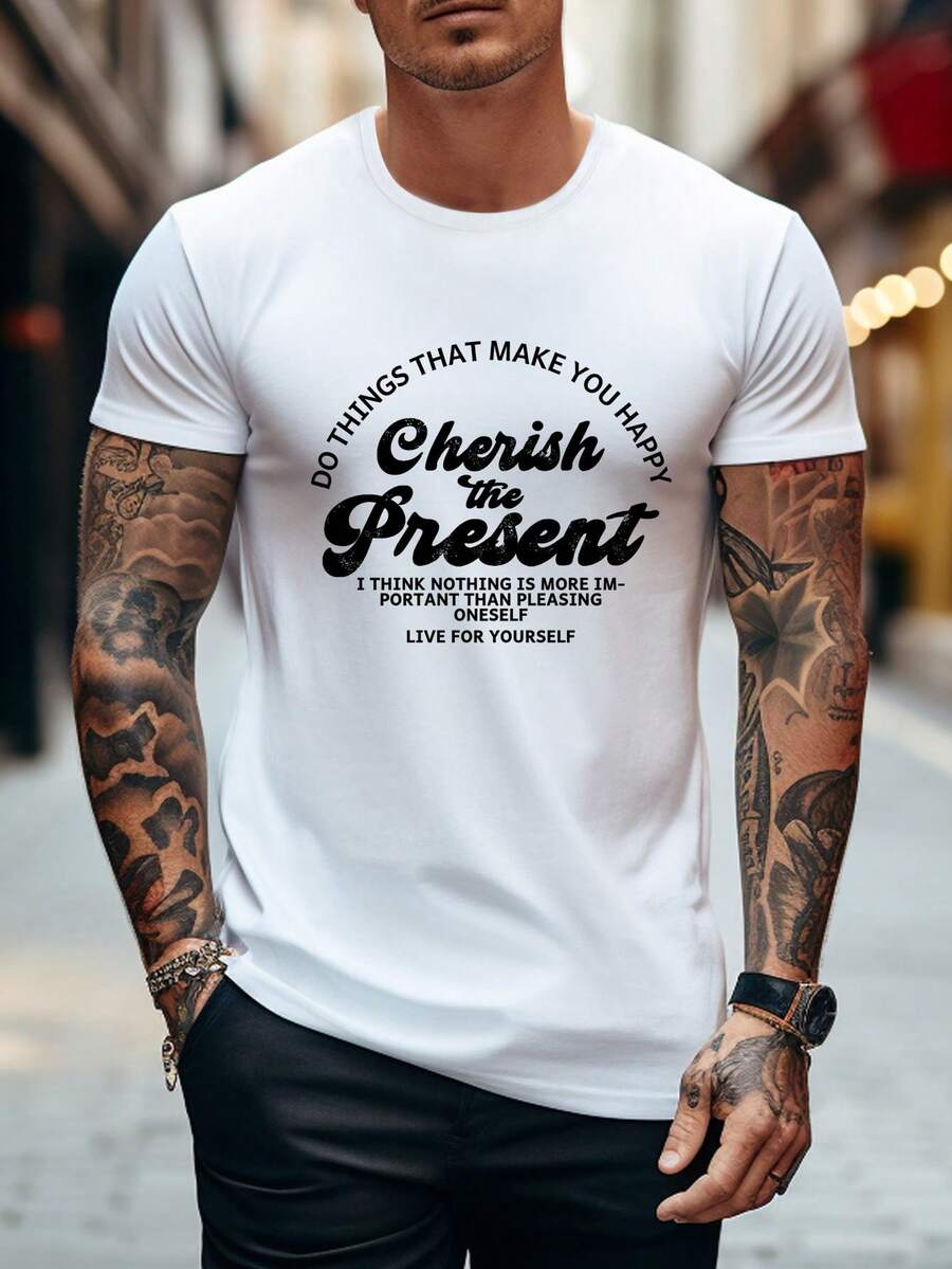 Nam Đồ họa Khẩu hiệu Áo thun - trắng - Xem 1