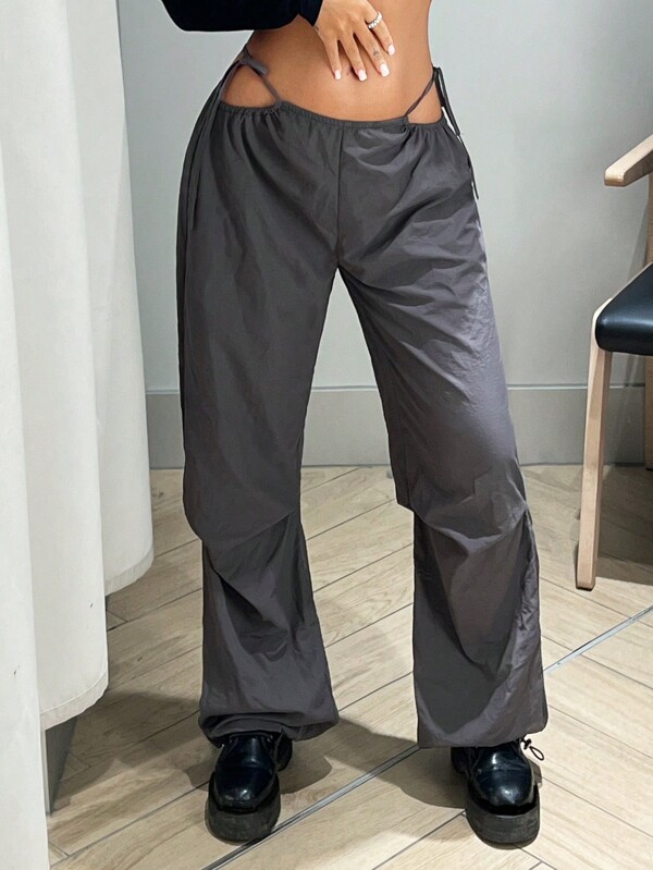 SHEIN ICON Cut Out Waist Wide Leg Pants