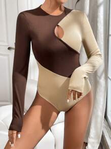 SHEIN Essnce 女士色塊圓領空心連體衣 - 彩色 - 查看 5