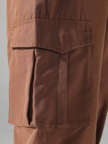 Manfinity Hypemode Men's Plus Size Solid Color Multi-pocket Cargo Pants - Brown - View 7