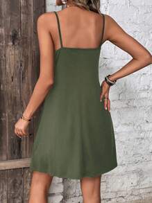 SHEIN LUNE Women's Button Decoration Spaghetti Strap Dress