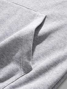 Hombres Capucha con estampado de letra y dibujos animados de hombros caídos con cordón - Gris - Ver 6