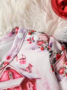 Tricou și pantaloni pentru fetiță, imprimeu de Crăciun - Multicolor - Vizualizare 3
