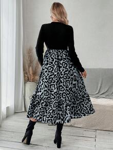 SHEIN 孕婦豹紋荷葉邊連衣裙 - 淺色水洗藍 - 查看 2