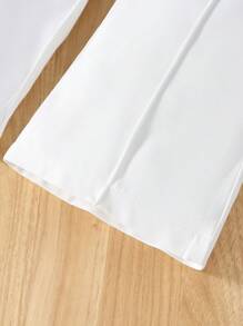 SHEIN Elladie kids 年輕女孩鈕扣細節寬腳褲 - 白色 - 查看 6