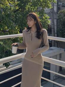 DAZY Của phụ nữ Vòng cổ Đầm - Màu Khaki - Xem 6