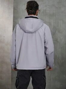 SHEIN Manfinity Homme Áo khoác mùa đông rộng rãi thời trang cỡ lớn dành cho nam, áo gió ngoài trời - Màu be - Xem 2