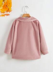 SHEIN Áo khoác có cổ Peter Pan của Tween Girls - Hồng - Xem 2