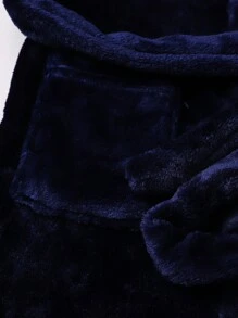 Young Boy Solid Hooded Belted Flannel Robe