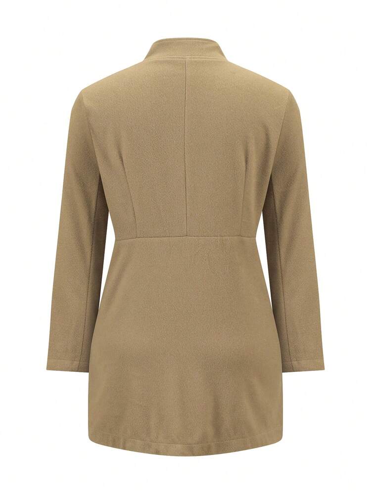 Plus Stand Collar Double Breasted Overcoat