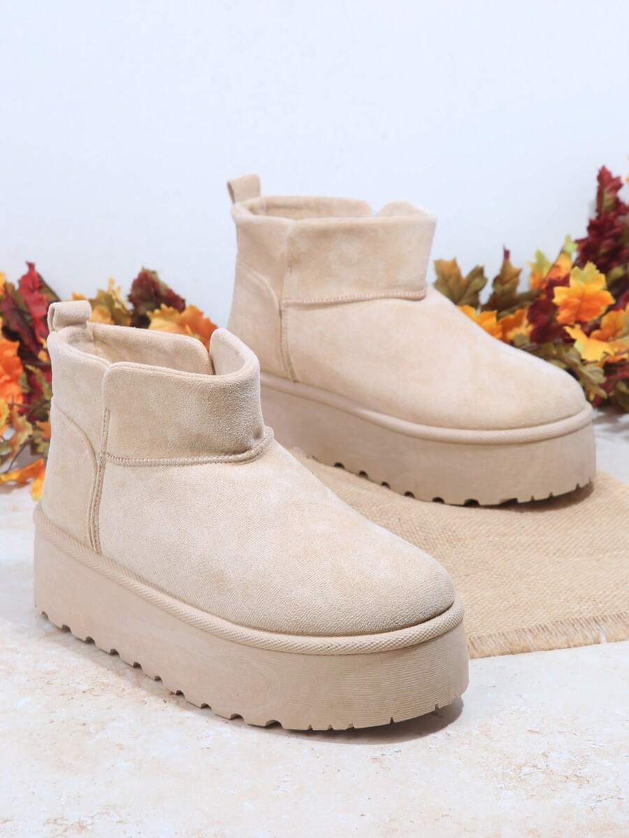 SHUZIA Faux Suede Slip On Lug Sole Boots Halloween Christmas Fall