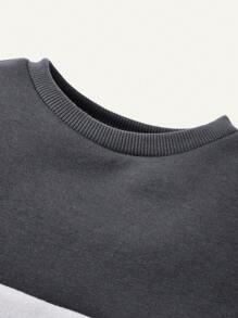 Cozy Pixies Baby Boy Colorblock Letter Graphic Sweatshirt & Sweatpants - Dark Grey - View 7