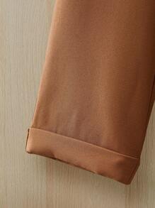 Baby Boy Bow Front Shirt & Suspender Pants & Hat - Brown - View 5