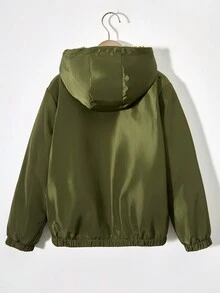 SHEIN 青少年男童休闲保暖抓绒防水外套 - 綠色 - 查看 2