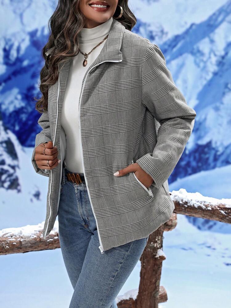 Women's Plaid Padded Padded Coat For Winter Clothes Fall Cloth For Women