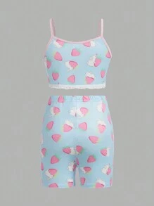 木耳邊 拼接細邊卡通 水果蔬菜圖案女童（大）內衣 - 彩色 - 查看 4