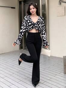 DAZY In vết tròn Polka Lace-up Tay áo dài Áo sơ mi , Giải trí Phong cách - Nhiều màu - Xem 4