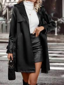 SHEIN Clasi Cổ áo Túi nghiêng áo - màu đen - Xem 5