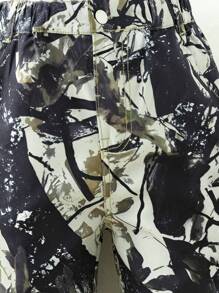 SHEIN Explorewe Teen Girl Allover Print Straight Leg Jeans - Army Green - View 3