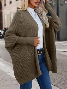 SHEIN Essnce Cárdigan informal de diseño con mangas tipo murciélago - Marrón Mocha - Ver 5