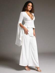 SHEIN BAE Trắng Của phụ nữ Bộ đồ Áo khoác Với Ruffle Đối với Các bữa tiệc Hoặc Chính thức Dịp - trắng - Xem 4