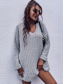 SHEIN Unity Giải trí Của phụ nữ Áo len - Xám - Xem 1