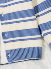 嬰兒男孩條紋圖案開襟衫 - 藍色 - 查看 5