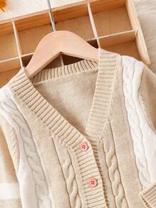 Chàng trai trẻ Xoắn Dan Áo len Mở - Màu be - Xem 3