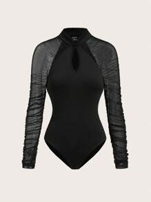 EastFlair Nuevo Estilo Chino Cheongsam Collar Bodysuit Con Pliegues Sexys Y Elegante En Talla Única Para Mujeres