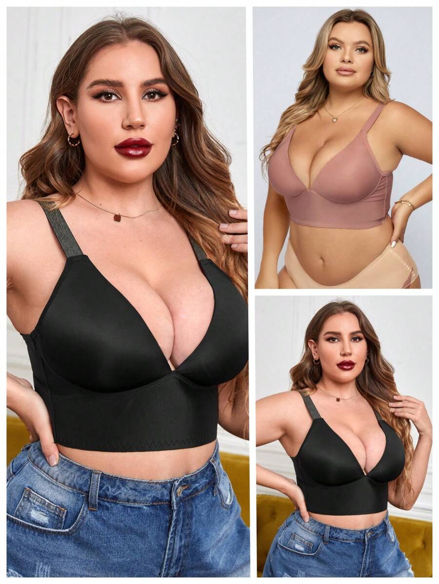 2 Unids/set Sujetador Inalámbrico De Talla Grande - Multicolor - Ver 1