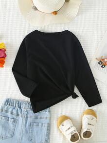 SHEIN Young Girl Slogan Graphic Tee - Black - View 2