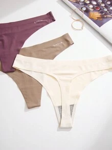 女士休闲高弹力多色纯色丁字裤 7 条装舒适日常内衣 - 彩色 - 查看 5