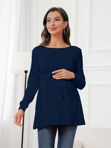 DEARCASE Maternity Drawstring Waist Tee - Brown - View 5