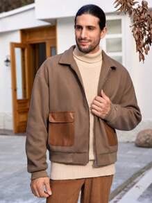 Manfinity Homme Men's Contrast Color Flap Pocket Drop Shoulder Ultra-Loose Overcoat
