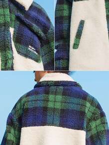 In My Nature Jachetă cu căptușeală termică cu buzunar cu clapă, guler Borg cu imprimeu în carouri