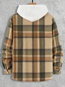 Manfinity Hypemode Nam In kẻ sọc Túi có nắp Áo khoác Không có áo Hoodie - Màu be - Xem 2