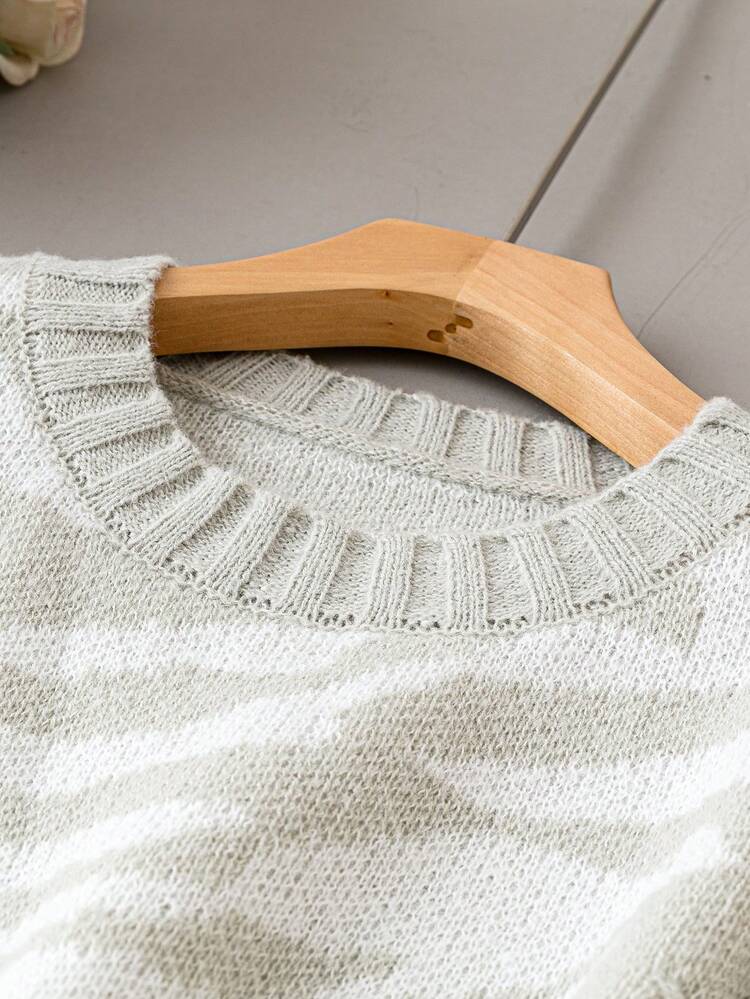 Plus Allover Pattern Drop Shoulder Sweater Knit Pullover Fall Winter Sweater