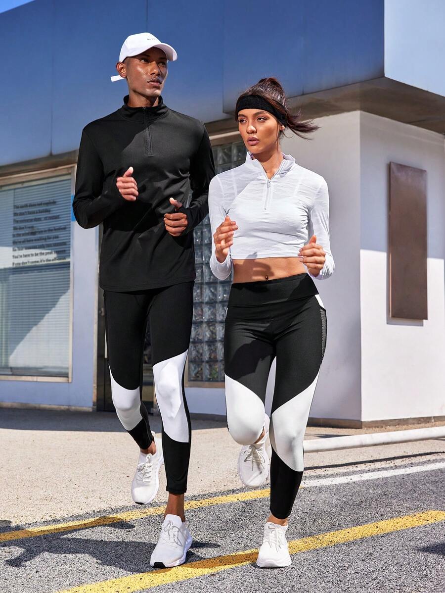 Manfinity Sport Corelite Áo khoác thể thao nam có họa tiết chữ cái quý Zip - màu đen - Xem 1