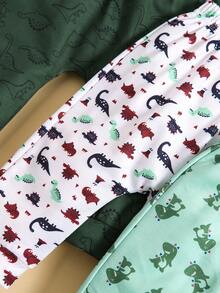 SHEIN Baby Boy 3pcs Dinosaur Print Sweatpants - Multicolor - View 5