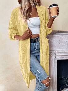 SHEIN LUNE 純色垂墜肩羊毛衫 - 黃色 - 查看 5