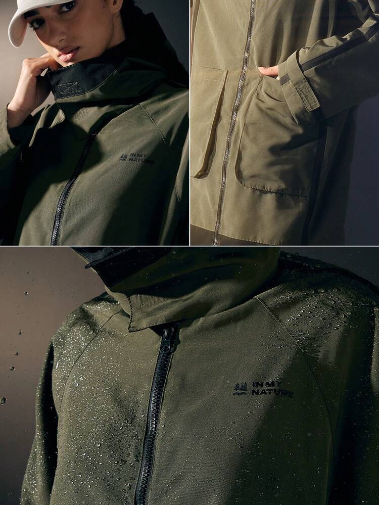 Men Zip Up Hooded Rain Jacket