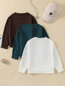 SHEIN 3pcs/set Girls' Letter Printed Sweatshirt - Multicolor - View 2