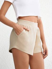 Ocili Leisure Solid Slant Pocket Waffle Knit Lounge Shorts