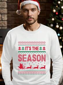 Men Christmas Season Letter Graphic Sweatshirt