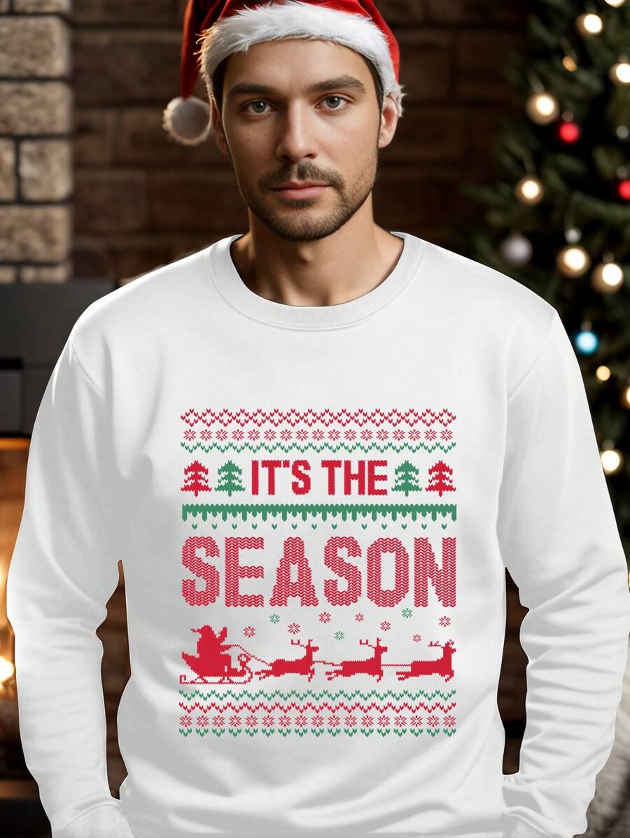 Men Christmas Season Letter Graphic Sweatshirt
