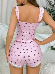 In Anh đào Trang trí ren Bộ PJ - Hồng - Xem 2