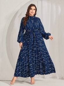 Modelyn 大码印花灯笼袖连衣裙长款晚礼服 - 彩色 - 查看 1