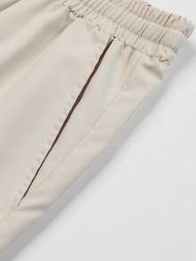 Manfinity Hypemode Men's Plus Size Loose Cargo Pants With Flap Pockets And Side Drawstring Waist - Beige - View 4