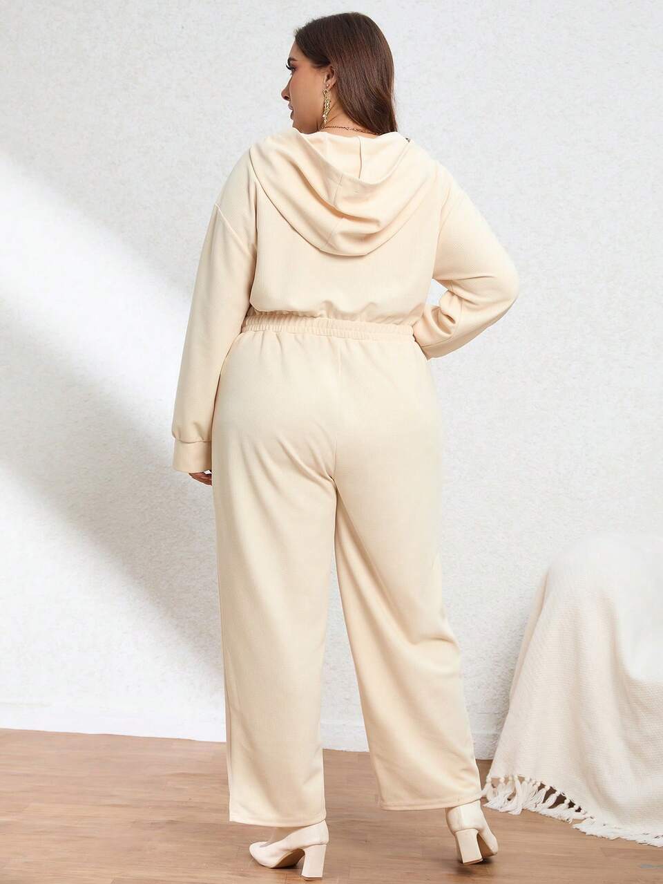 Plus Flap Pocket Drop Shoulder Shirt Jumpsuit